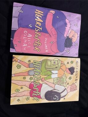 Heartstopper Volumes 3 & 4 by Alice Oseman - Pink, Purple, Yellow Covers